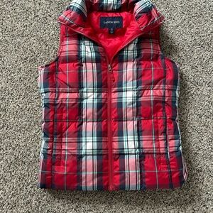 NWOT Lands' End Women’s Sz. XS Red Plaid Puffer Vest